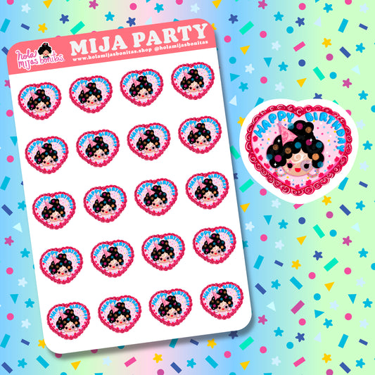 Happy Birthday Mijas Cake Small Sticker Sheet