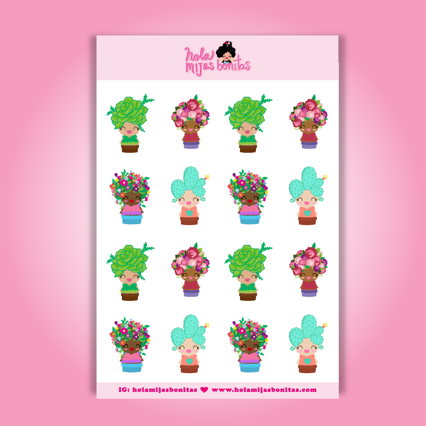 Small Flower Girls Stickers Sheets