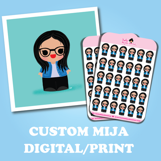 Custom Mijas Bundle: Sticker Sheet, Print, and Digital Art