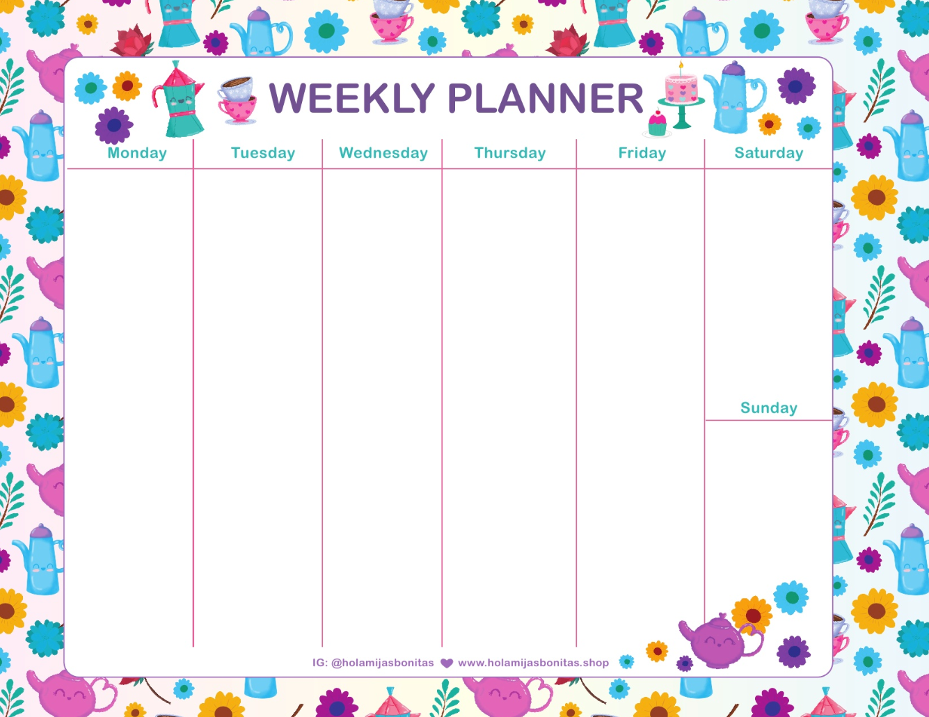 MIjAS TEA PARTY CAFECITO WEEKLY SCHEDULE