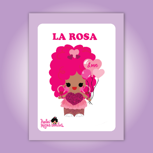 Valentines day Custom Name Loteria Inspired Print Rosa