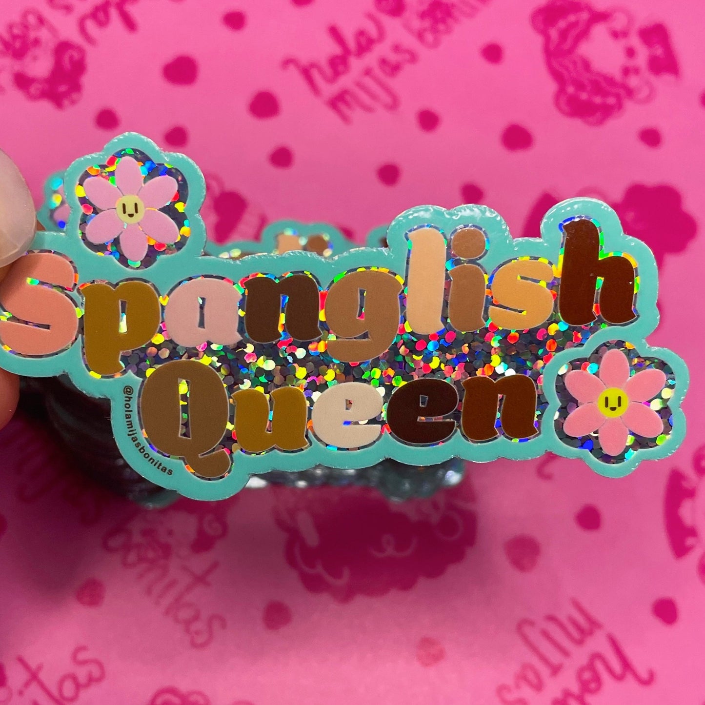 Glitter Spanglish Queen Die Cut Sticker