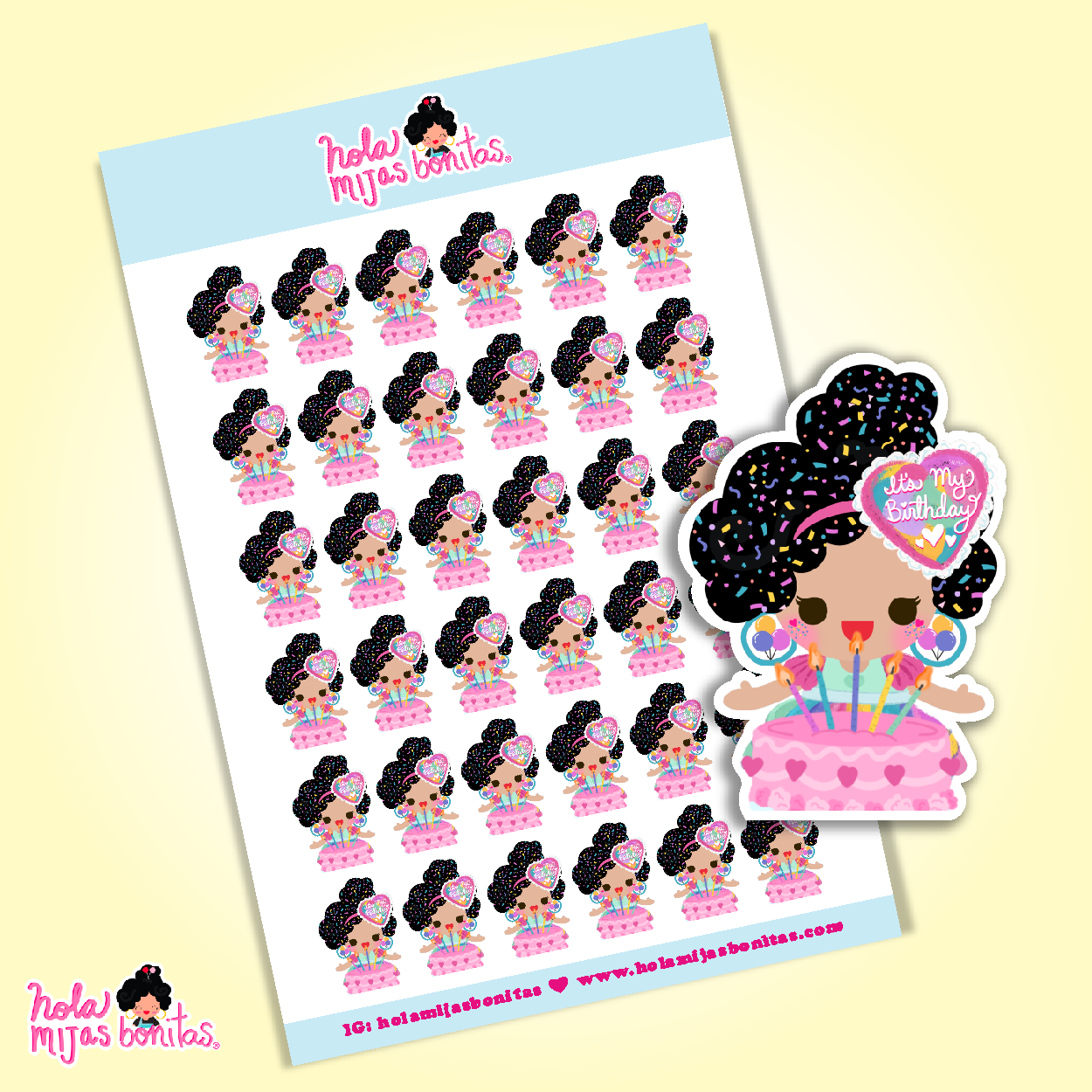 HMB BIRTHDAY BLOW THE CANDLES SMALL STICKERS SHEET – Hola Mijas Bonitas