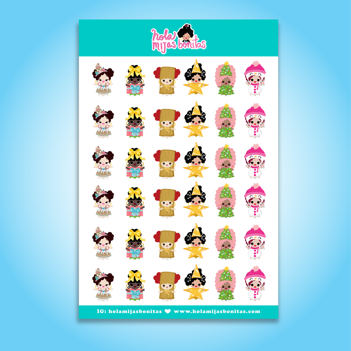 Hola Mijas Bonitas Holiday (SMALL_C2) Sticker Sheet
