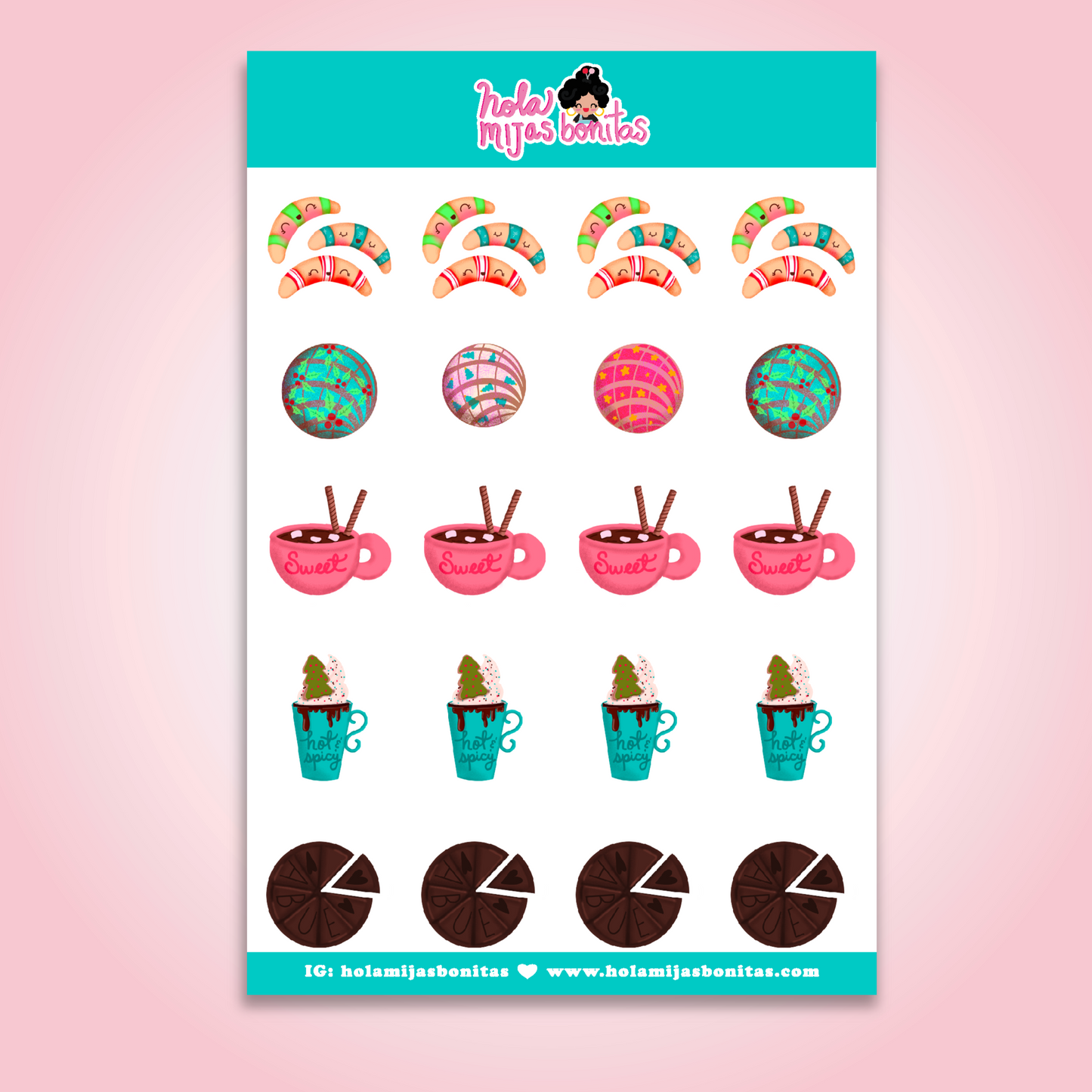 Hola Mijas Bonitas Small Holiday Sweets Sticker Sheet