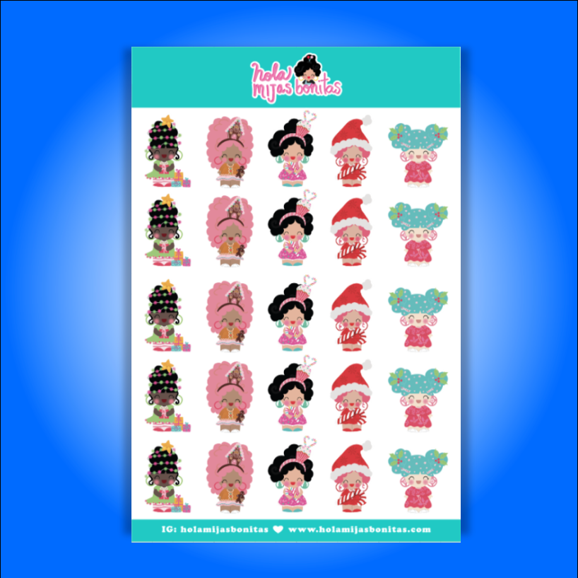 Hola Mijas Bonitas Small Holiday Dressed Up Sticker Sheet