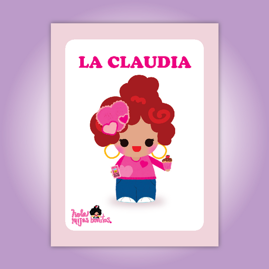 Valentines day Custom Name Loteria Inspired Print Claudia