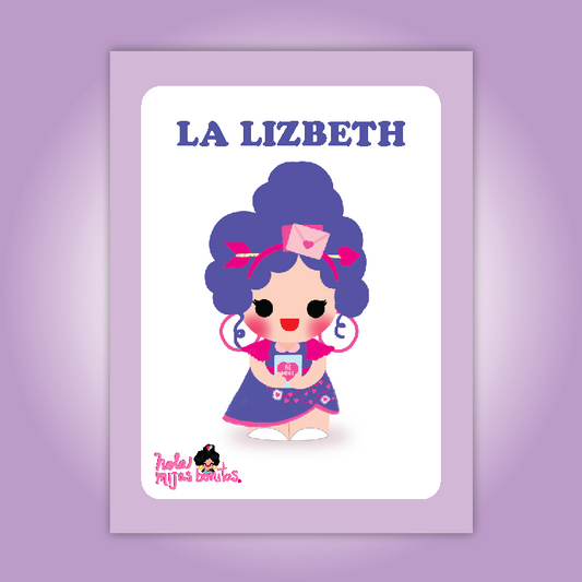 Valentines day Custom Name Loteria Inspired Print Lizbeth
