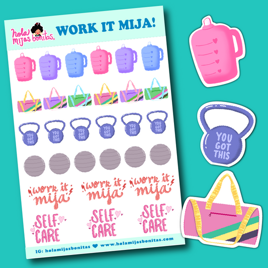 Work It Mija! Cute Work Out Products (Small Size Sheet)