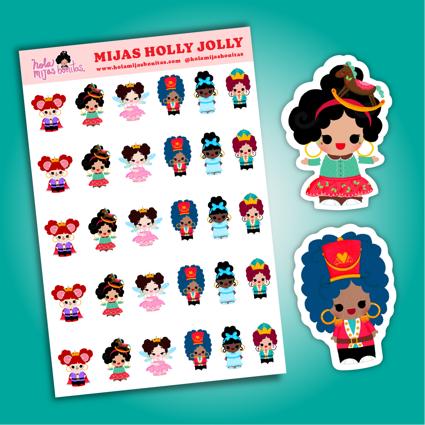 Hola Mijas Bonitas Holly Jolly (SMALL_C3) Sticker Sheet